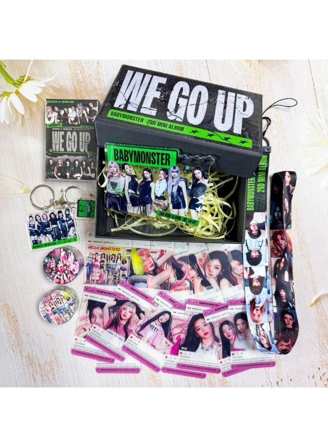 RTYY BABYMONSTER Album WE GO UP Gift Box With Lomo Cards, Acrylic Stand, Hand Account Tape, Keychain, Lanyard, Stickers, Photo Card - Image 3